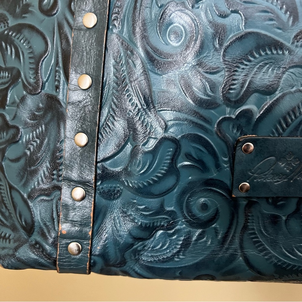Patricia Nash Teal Tooled Leather Tote - Picture 6 of 12